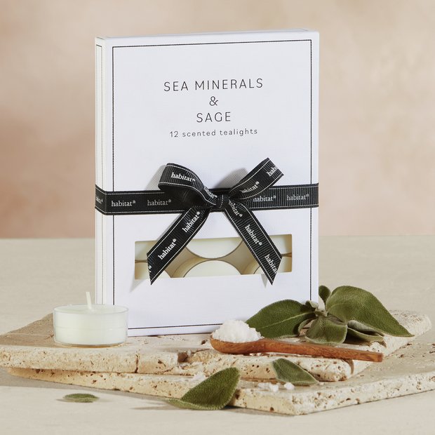 Habitat tealight candles sea minerals and sage pack of 12, imported from the UK