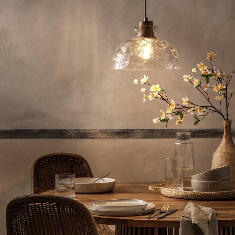 Habitat Vanern dimpled glass pendant light, imported from the UK