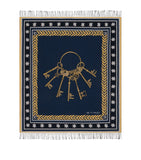 Etro wool fringed herald keys throw 180cm x 140cm - British product