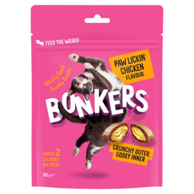 ASDA Bonkers Crunchy And Soft Cat Treats Paw Lickin' Chicken Flavour 6.3 oz- Buy online at McGrocer