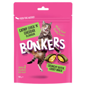 Bonkers Crunchy Soft Cat Treats Catnip Chick N' Cheddar 180g