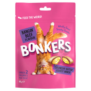 BONKERS Cat Treats Beef Flavour Crunchy Treats 60g