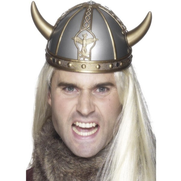 Smiffys Viking Helmet silver with horns (British brand)