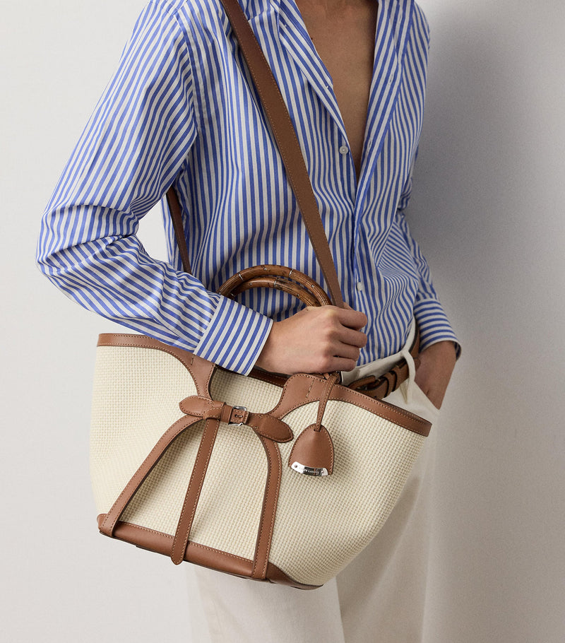 Ralph Lauren woven tote bag, luxury designer handbag, imported from the UK