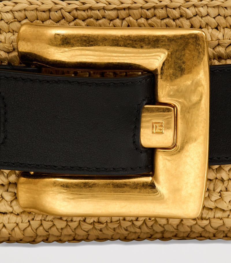 Balmain luxury faux raffia Anthem clutch bag, UK version