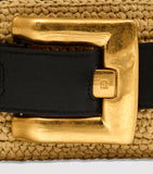 Balmain luxury faux raffia Anthem clutch bag, UK version