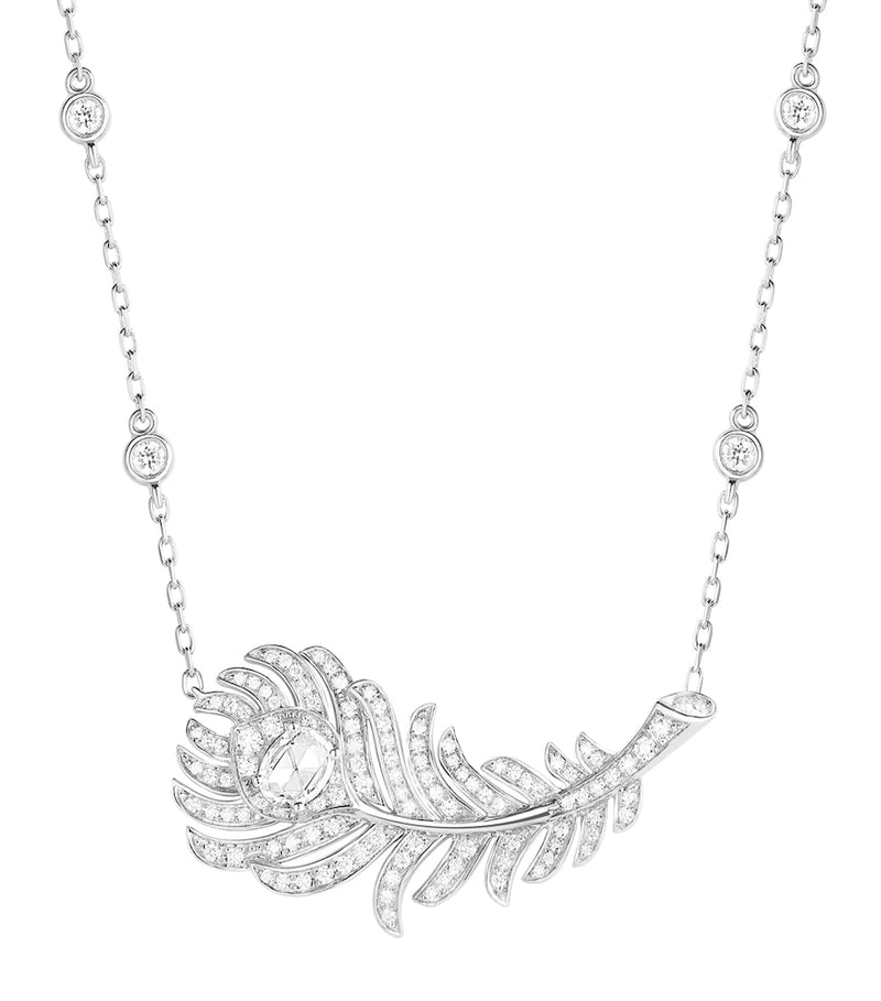Boucheron white gold diamond Plume de Paon pendant, imported from the UK