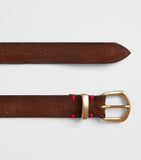 Eleventy suede belt gold buckle, imported from the UK