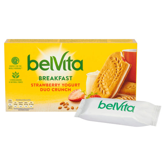 Belvita Breakfast Biscuits Strawberry & Yogurt Crunch Pack x5 253g cereal bars Sainsburys   