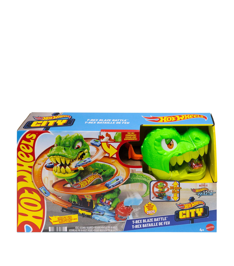Hot Wheels T-Rex Blaze Battle playset, imported from the UK
