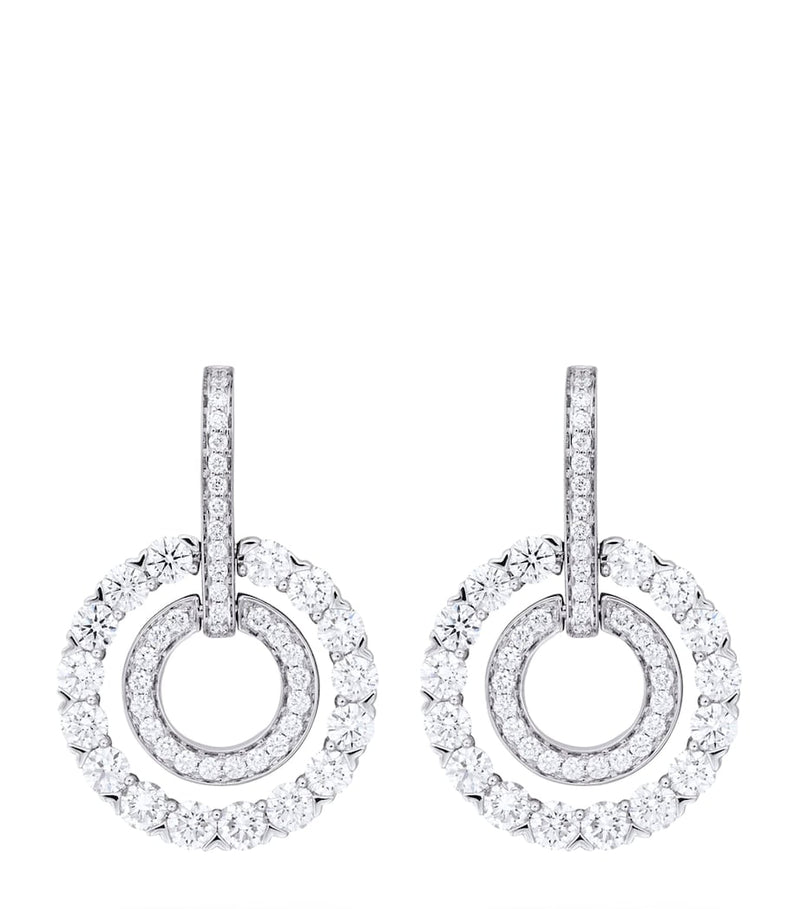 Boodles white gold diamond double-hoop earrings, imported from the UK