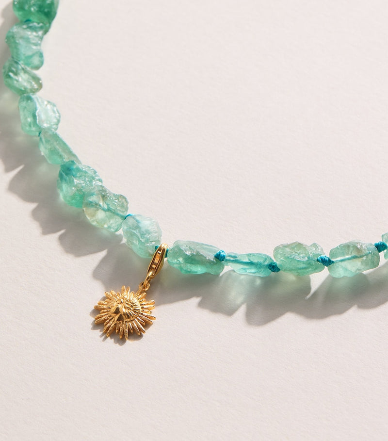 Hermina Athens beaded sun charm necklace with gold-tone pendant, imported from the UK