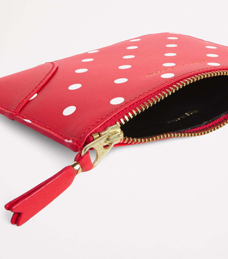 Comme Des Garçons Wallet leather polka-dot zipped pouch 14.5x10.5cm (British brand)