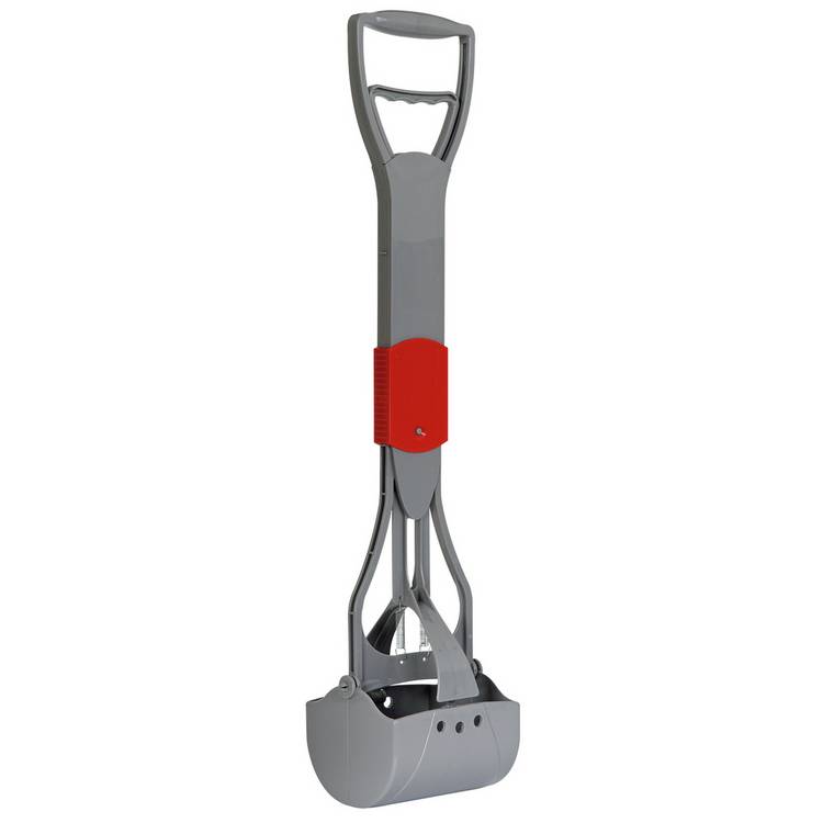 Dog waste scoop with spring action for easy pickup, UK version