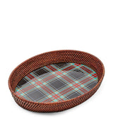 Harrods Handmade Rattan-Trim Serving Tray with Tartan Pattern 38cm- Buy online at McGrocer