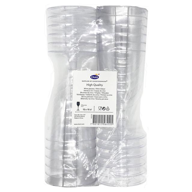 Transparent Plastic 150ml Wine Glasses 12 per pack GOODS M&S