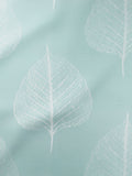 Jade Blue roller blind made to measure with woven leaf fabric, imported from the UK