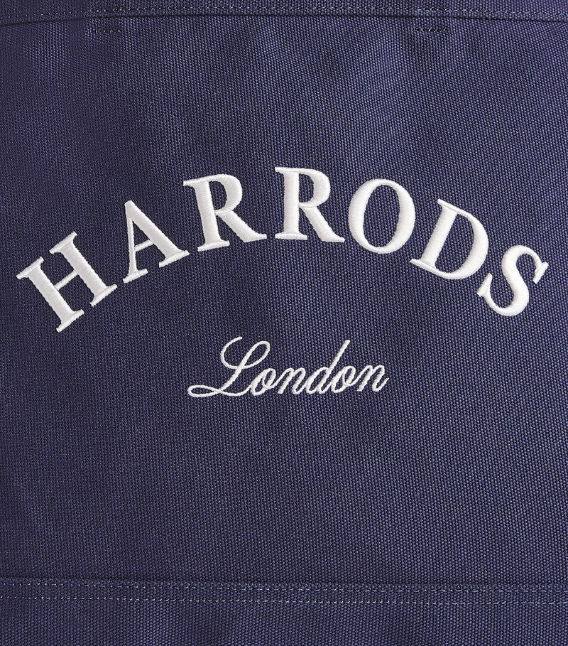 Harrods medium cotton embroidered logo tote bag, UK version