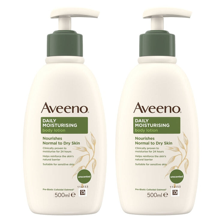 Aveeno Daily Moisturising Body Lotion Unscented 2 x 500ml - British product
