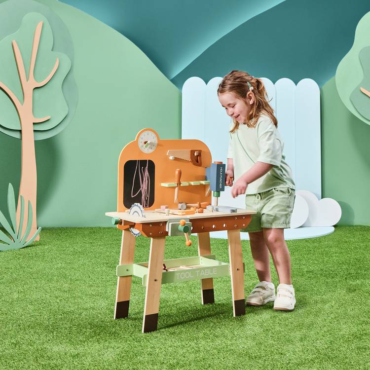 Chad Valley wooden tool bench toy workbench, UK version