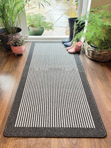 Next My Mat Black Utility Stripe Runner - 67cm x 150cm- Buy online at McGrocer