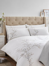 Next Laura Ashley Grey Dove Pussy Willow Sprig Embroidered 100% Cotton Duvet Cover and Pillowcase Set- Buy online at McGrocer