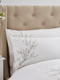 Laura Ashley Grey Dove Pussy Willow Sprig Embroidered Duvet Cover and Pillowcase Set, UK version