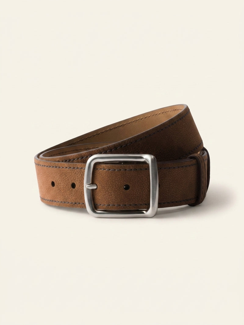 Prada nubuck leather belt with contrast stitching 3.5cm, UK version