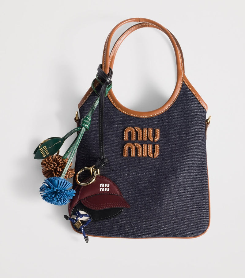 Miu Miu leather baseball cap keyring, imported from the UK