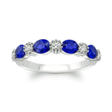 Costco UK Oval Cut Blue Sapphire and 0.25ctw Diamond Ring, 18ct White Gold, Size N- Buy online at McGrocer