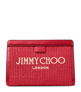 Harrods Jimmy Choo Raffia Leather-Trim Avenue Pouch- Buy online at McGrocer