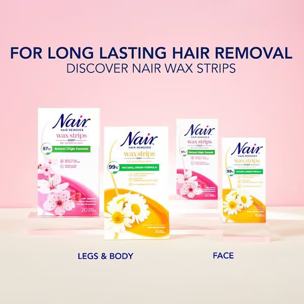 Nair face wax strip cherry blossom, imported from the UK