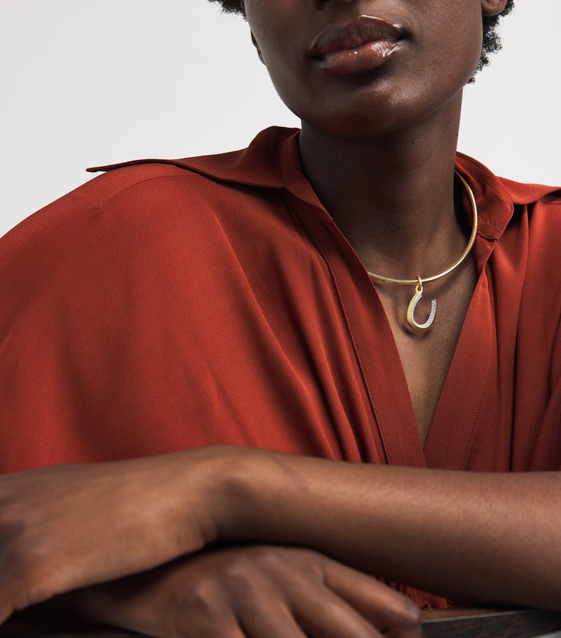Jade Trau yellow gold 3.0 Plié collar necklace, UK version