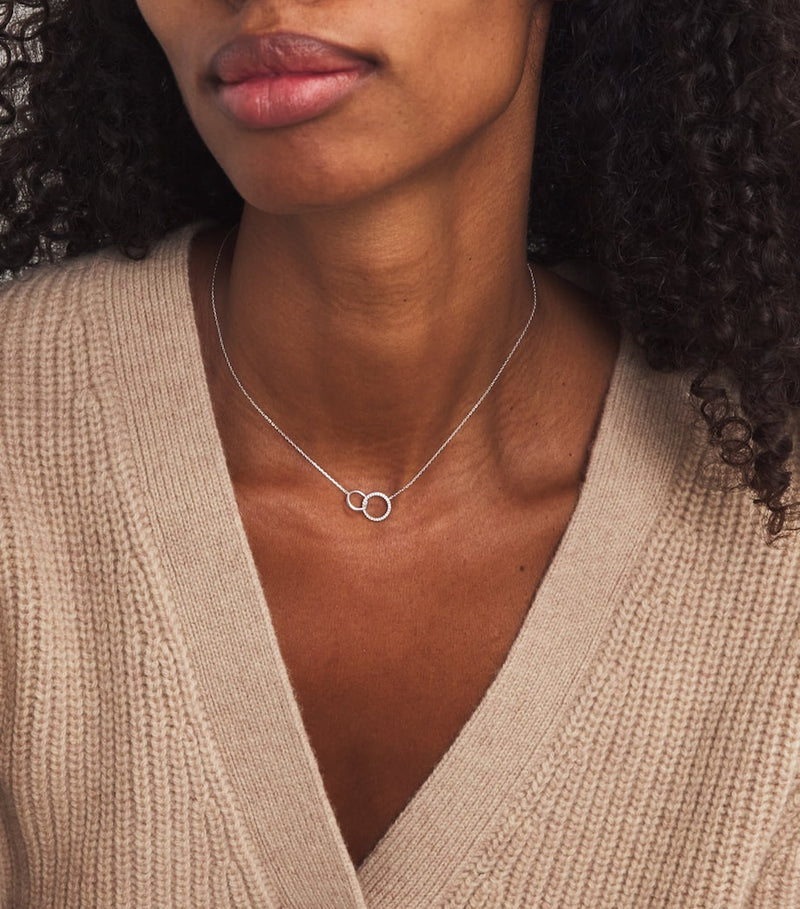 Astrid & Miyu Orbit necklace white gold topaz (British brand)