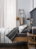 Grey stripe reversible duvet cover and pillowcase set, UK version