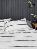 Grey stripe reversible duvet cover and pillowcase set, UK version