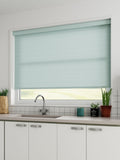 Sky Blue Mae light filtering woven roller blind (British brand)