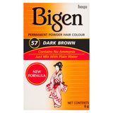 Bigen Permanent Powder Hair Colour 57 Dark Brown 6g - British product