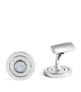 Harrods Dunhill Sterling Silver and Mother of Pearl Gyro Cufflinks- Buy online at McGrocer