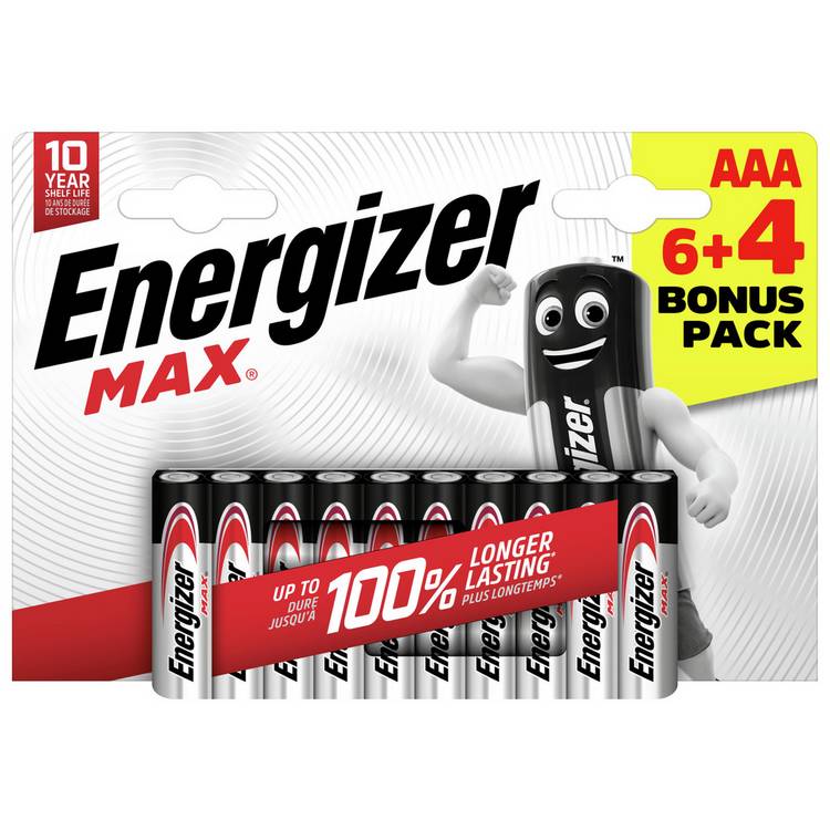 Energizer Max AAA batteries pack of 10, UK version