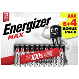 Energizer Max AAA batteries pack of 10, UK version