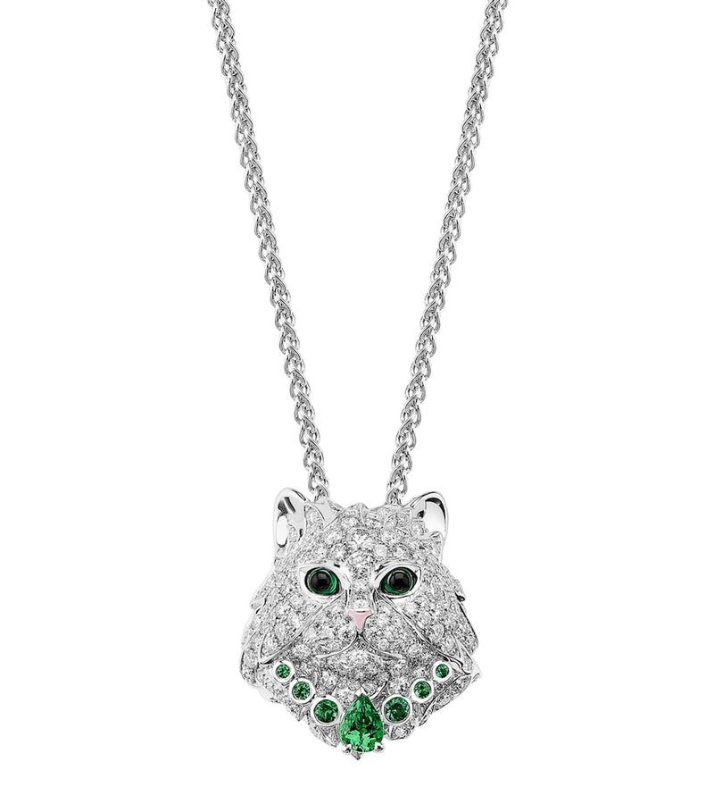 Boucheron white gold diamond cat necklace, UK version