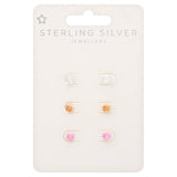 Superdrug Premium Sterling Silver Multi-coloured Stud Trio GOODS Superdrug