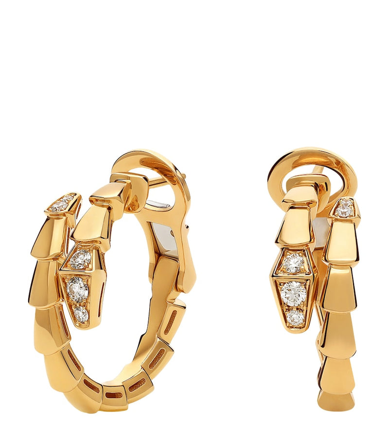 Bvlgari Serpenti Viper hoop earrings yellow gold diamonds, UK version