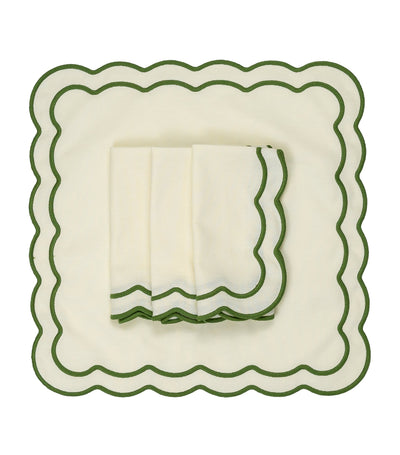 Harrods Set of 4 Apple Design Fabric Napkins with Green Trim 50cm x 50cm- Buy online at McGrocer