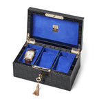 Aspinal of London leather croc-embossed 3-piece watch box - British product
