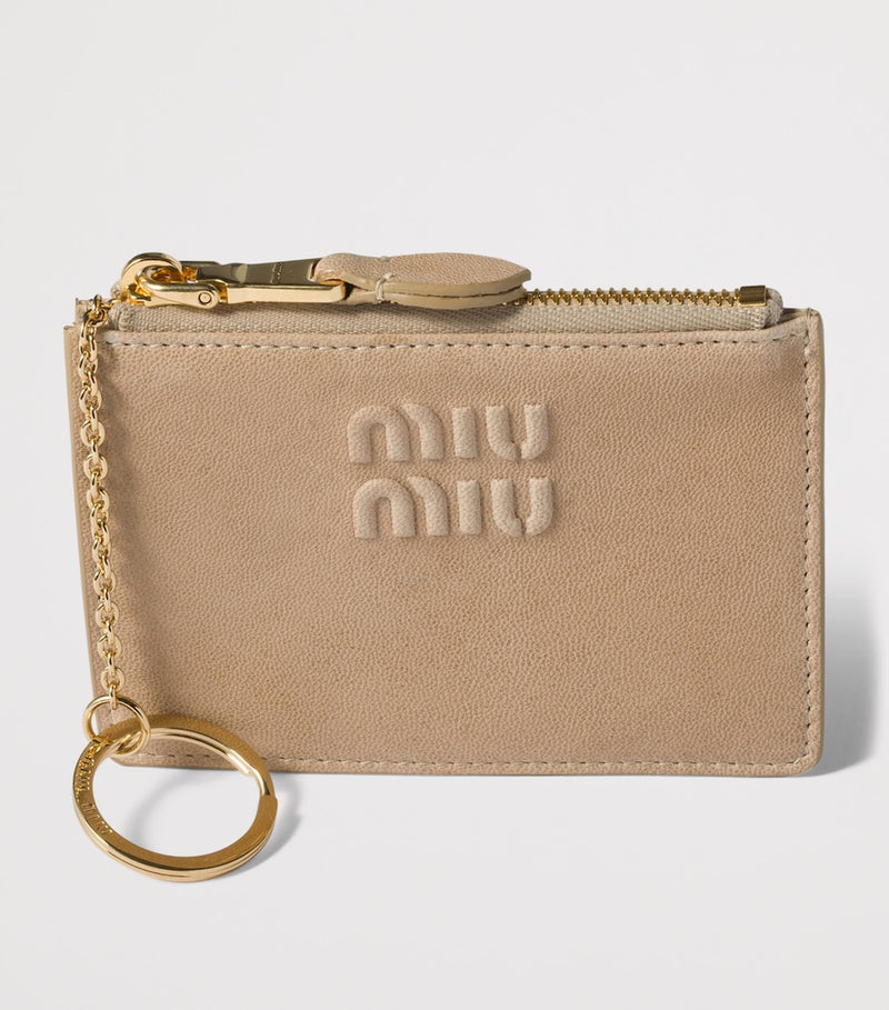 Miu Miu Nappa Leather embossed card holder with keyring, UK version