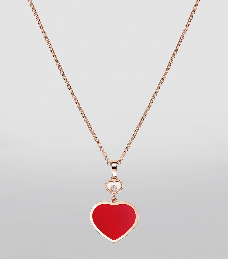 Chopard Happy Hearts pendant rose gold carnelian diamond, UK version
