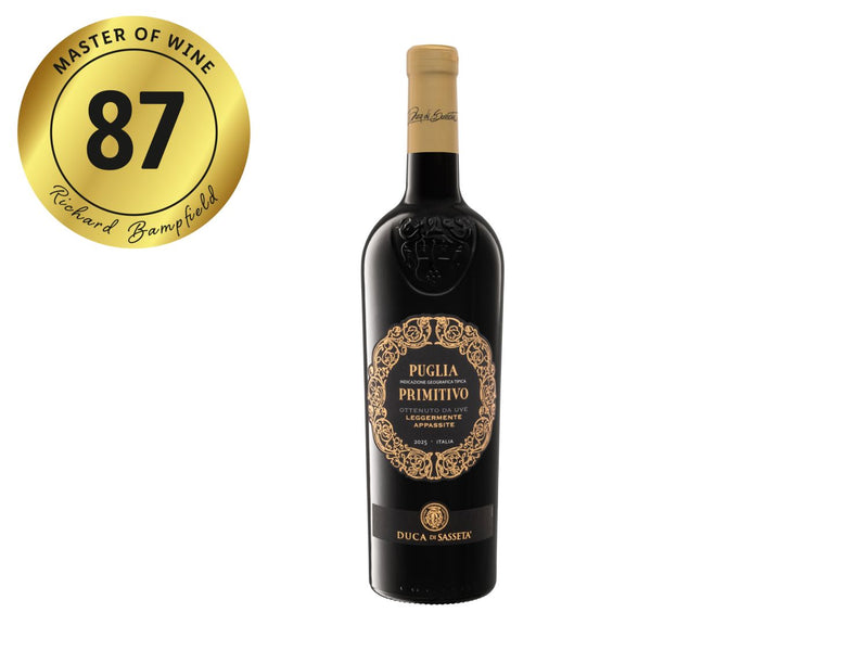 Puglia Primitivo red wine 2025, imported from the UK