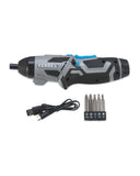 4V power tool assortment with LED torch and turnable handle (British brand)